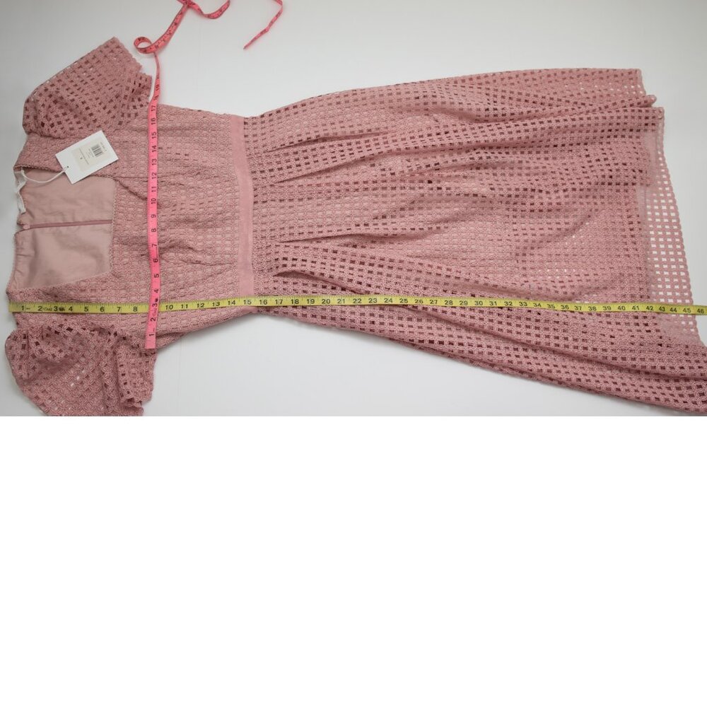 Rachel Parcell Midi Dress Lace Ruffle Evening Short Sleeve Party Pink Size 8 New - Picture 8 of 8